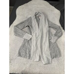 New Ruby Moon Womens Gray Cardigan Sweater Open Front Size Large Cheetah Print